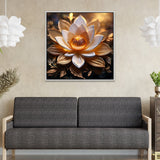 Gold Lotus 3d Vastu Canvas Painting for Home & Office Décor