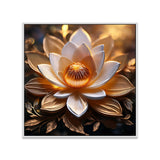 Gold Lotus 3d Vastu Canvas Painting for Home & Office Décor