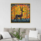 Madhubani Art Canvas Painting with Floating Frame for Home Décor