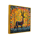 Madhubani Art Canvas Painting with Floating Frame for Home Décor