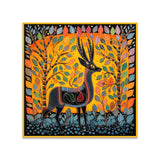 Madhubani Art Canvas Painting with Floating Frame for Home Décor