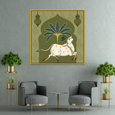 Traditional Indian Pichwai Square Canvas Painting for Wall Décor