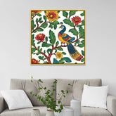 Peacock Modern Art Multicolor Square Canvas Wall Painting
