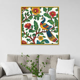 Peacock Modern Art Multicolor Square Canvas Wall Painting