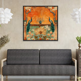 Vibrant Blue & Gold Square Peacock Painting for Home Décor