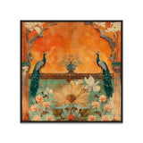 Vibrant Blue & Gold Square Peacock Painting for Home Décor