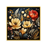 Beautiful Golden & Red Flowers Digital Printed 3d Art Canvas Wall Painting