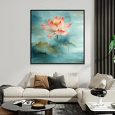 Pink Lotus Framed Vastu Canvas Wall Painting for Home Décor