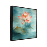 Pink Lotus Framed Vastu Canvas Wall Painting for Home Décor