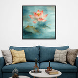 Pink Lotus Framed Vastu Canvas Wall Painting for Home Décor