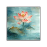Pink Lotus Framed Vastu Canvas Wall Painting for Home Décor