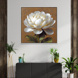 Elegant 3d White Flower Canvas Painting for Wall Decor