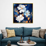 Vintage White and Gold Flower Digital Printed Canvas Wall Painting