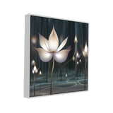 Mystical White Lotus Flower Vastu Digital Printed Square Canvas Wall Painting
