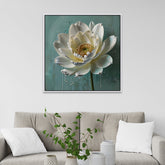 Luxurious Modern Abstract White Lotus Flower Canvas Wall Painting
