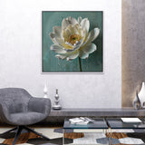 Luxurious Modern Abstract White Lotus Flower Canvas Wall Painting