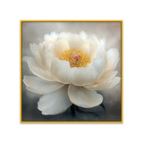 Luxurious Canvas Painting of 3d White Flower with Yellow Petals
