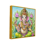 Vibrant Lord Ganesha Square Canvas Wall Painting
