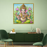 Vibrant Lord Ganesha Square Canvas Wall Painting