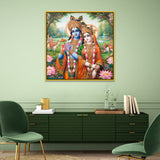 Divine Radha Krishna Religious Square Canvas Wall Painting