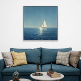 Blue Ocean White Sailing Boat Canvas Wall Art Painting