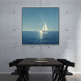Blue Ocean White Sailing Boat Canvas Wall Art Painting