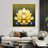 Elegant Yellow Floral Square Canvas Wall Painting