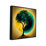Yin Yang Teal and Gold Abstract Nature Tree Modern Canvas Wall Painting