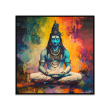 Lord Shiva Meditative Abstract Religious Canvas Wall Painting in Vibrant Colors