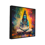 Lord Shiva Meditative Abstract Religious Canvas Wall Painting in Vibrant Colors