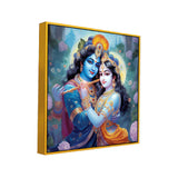 Radha Krishna Romantic Hindu Canvas Wall Painting in Divine Colors