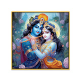 Radha Krishna Romantic Hindu Canvas Wall Painting in Divine Colors