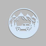 Mountain Forest Road Jeep Art Backlit Wooden Wall Hanging with LED Night Light Walnut Finish
