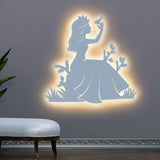 Fairytale Princess Backlit Wooden Wall Decor with LED Night Light Walnut Finish