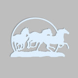 Beautiful Running Horse Backlit Wooden Wall Decor with LED Night Light Walnut Finish