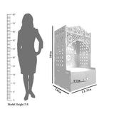 Lotus Wooden Floor Door Temple for Home With Inbuilt focus Lights & Spacious Shelf