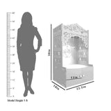 Lotus Pattern MDF Wood Temple with Spacious Shelf & Inbuilt Focus Light- Brown