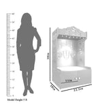 Intricate Detailed White Floor Temple with Spacious Shelf & Inbuilt Focus Light - Wooden