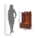 Beautiful Design of Shri Ganesh Floor Temple with Spacious Wooden Shelf & Inbuilt Focus Light- Brown Finish