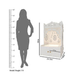 Holy Symbol Om Chakra Floor Temple with Spacious Wooden Shelf & Inbuilt Focus Light- White Finish