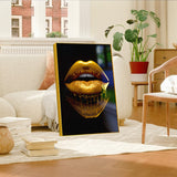Sleek and Stylish Golden Lips: Modern Acrylic Wall Paintings for a Chic Décor