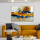 Beautiful Premium Golden Tree With Deer Running Acrylic Wall Paintings & Arts