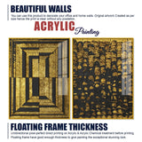 Golden Abstract Artistic Shapes Art Acrylic Floating Wall Painting Set of 2