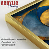 Golden Abstract Modern Circle Acrylic Floating Wall Painting Set of 2