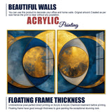 Golden Abstract Modern Circle Acrylic Floating Wall Painting Set of 2