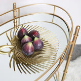 Golden Glamour Oval Drinks Trolley With Mirrored Elegance