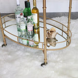 Golden Glamour Oval Drinks Trolley With Mirrored Elegance
