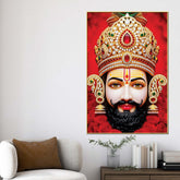 Khatu Shyam Ji Red Background Canvas Painting Devotional Wall Art