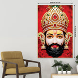 Khatu Shyam Ji Red Background Canvas Painting Devotional Wall Art