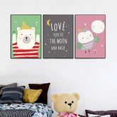 Baby Bear & Owl Kids Room Wall Frame Set of 3